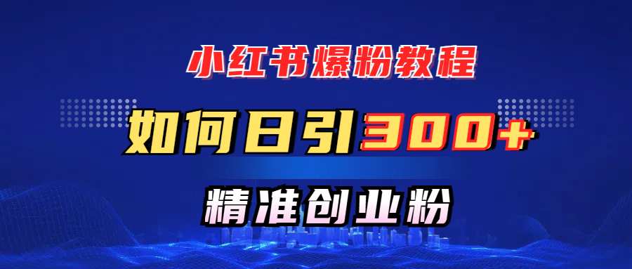 小红书爆粉教程，如何日引300+创业粉，快速实现精准变现-程选优创
